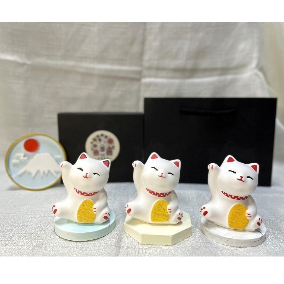 【有禮無理】🔥買招財貓送龍年鑰匙圈 金元寶錢幣五色招財貓擴香石 新年迎春招財貓香氛石 贈底座 擴香擺飾 薰香石 送禮首選-細節圖5