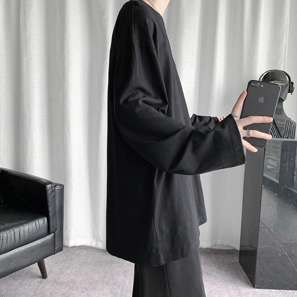 〖 ZEST 〗純白色T恤 純黑色T恤 台灣現貨 打底 春秋季 寬鬆 美式男生 潮流 長袖 休閒 素色簡約百搭 圓領-細節圖3