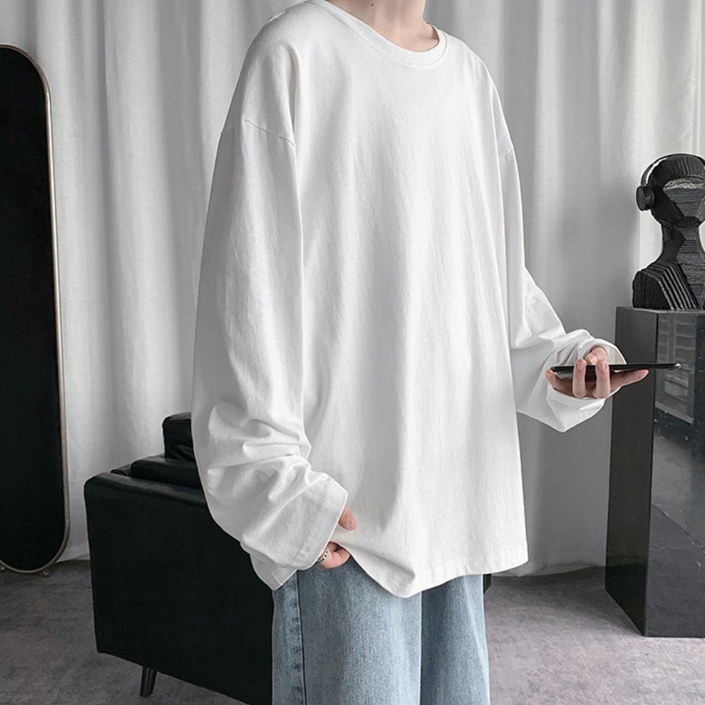 〖 ZEST 〗純白色T恤 純黑色T恤 台灣現貨 打底 春秋季 寬鬆 美式男生 潮流 長袖 休閒 素色簡約百搭 圓領-細節圖4