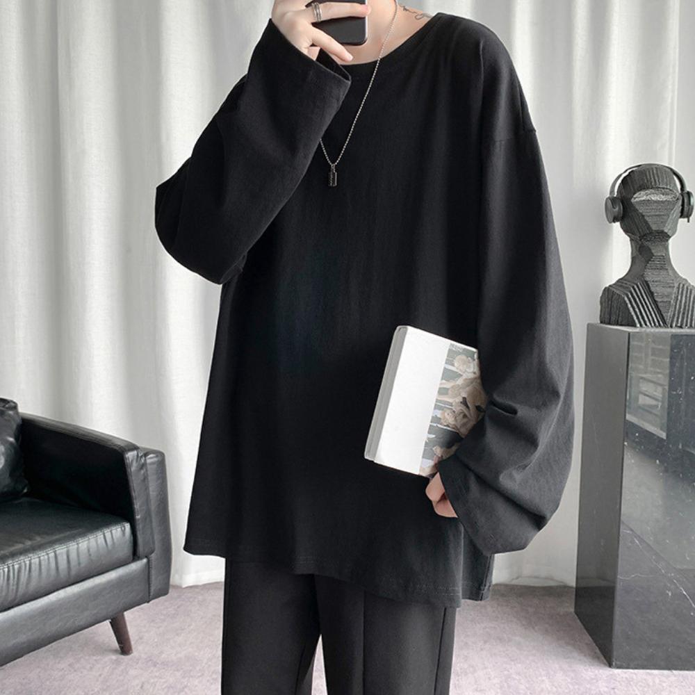 〖 ZEST 〗純白色T恤 純黑色T恤 台灣現貨 打底 春秋季 寬鬆 美式男生 潮流 長袖 休閒 素色簡約百搭 圓領-細節圖5