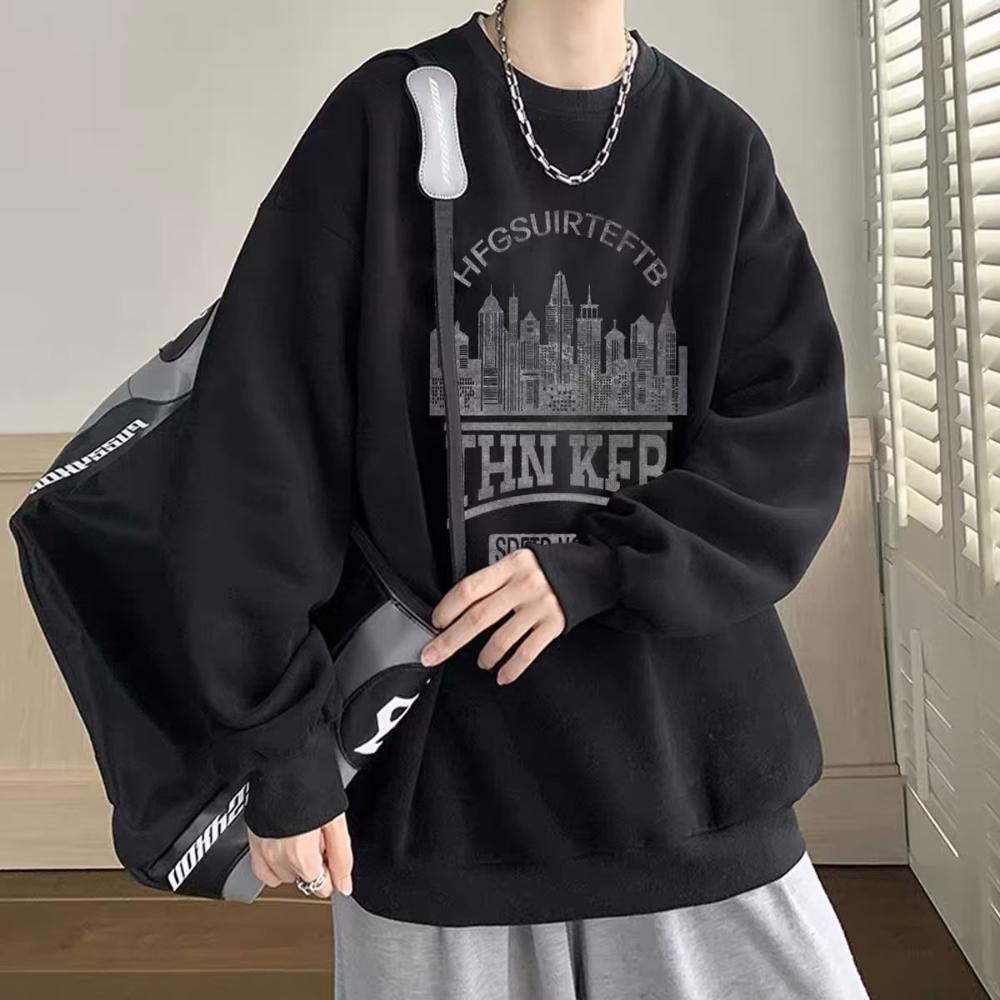 〖 ZEST 〗美式復古無帽衛衣 台灣現貨 大學T 男裝秋冬季 潮牌百搭寬鬆 加絨加厚 休閒 圓領長袖-細節圖7