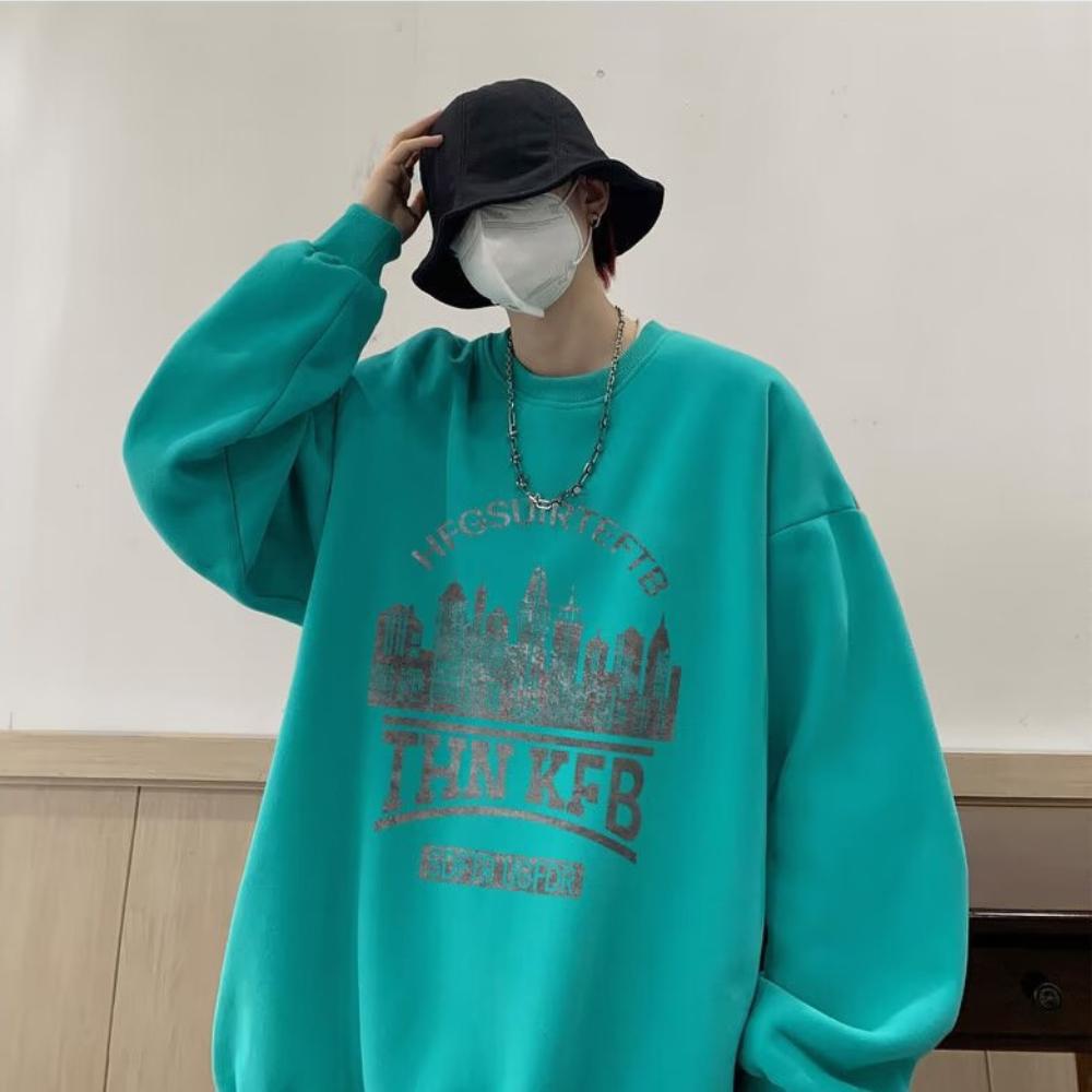 〖 ZEST 〗美式復古無帽衛衣 台灣現貨 大學T 男裝秋冬季 潮牌百搭寬鬆 加絨加厚 休閒 圓領長袖-細節圖8