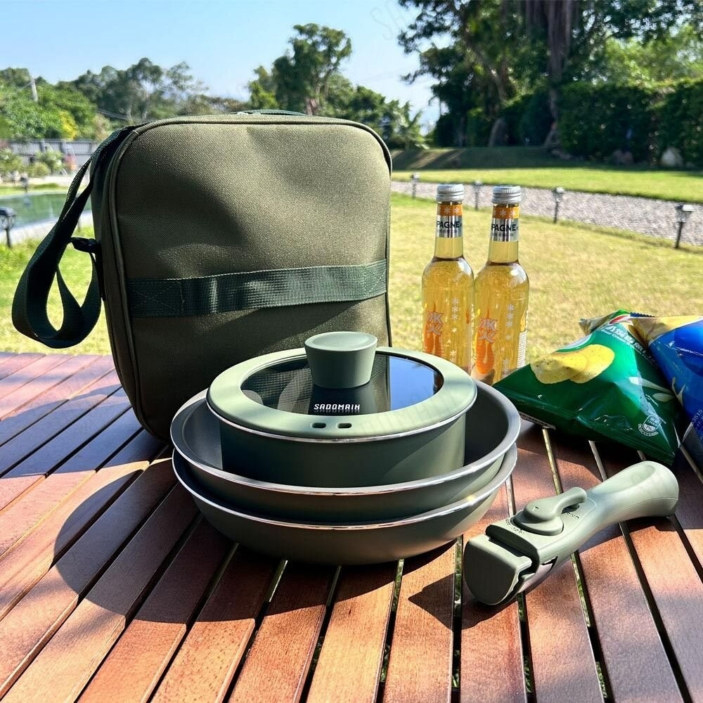 仙德曼 露營鍋具組 24cm不沾鍋系列 AG024 深炒鍋 平底鍋 湯鍋 露營-細節圖4