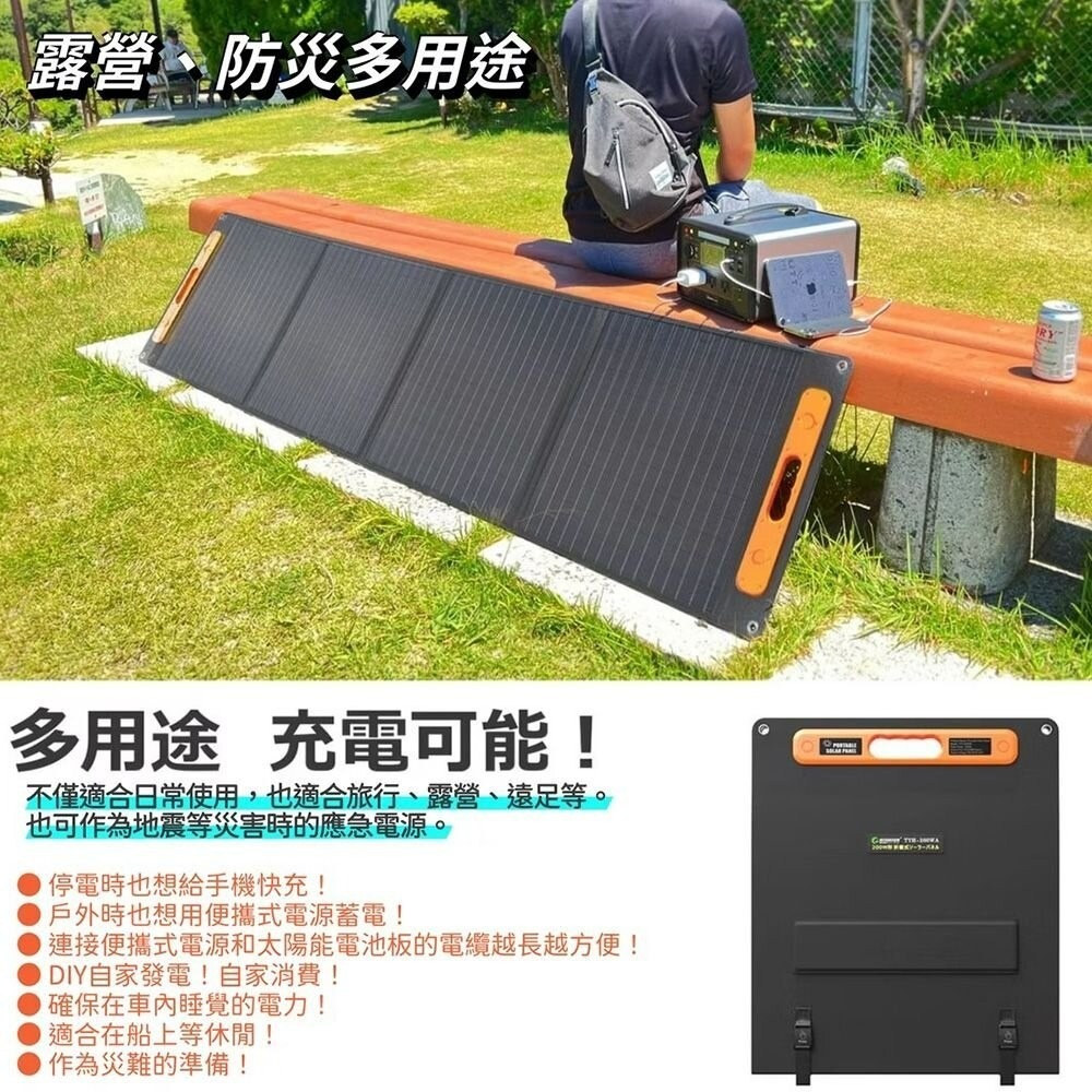 日本GOODGOODS 200W折疊式太陽能板 18V / 11.1A 露營 逐露天下-細節圖7