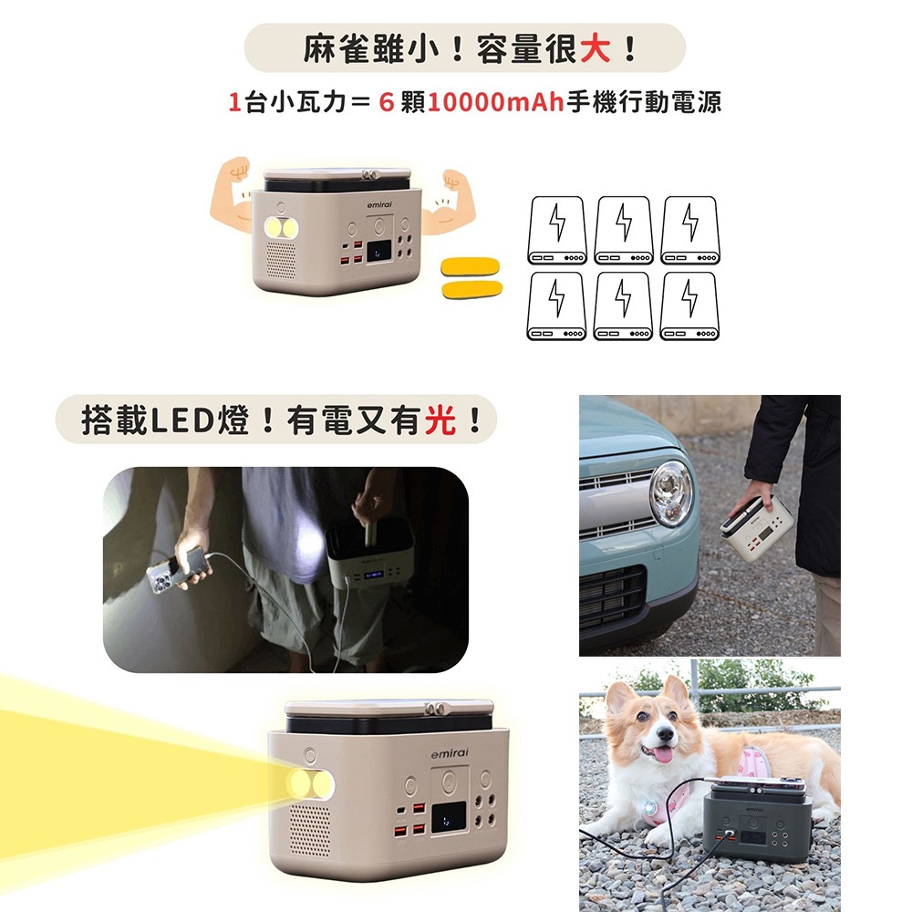 日本emirai 儲能小瓦力 200Wh EMR310 行動電源 充電器 LED 露營 逐露天下-細節圖8
