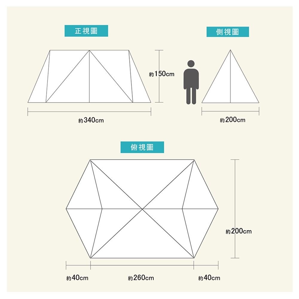 VISIONPEAKS TC小型SOLO天幕 蝶形 天幕 單人 露營 逐露天下-細節圖4