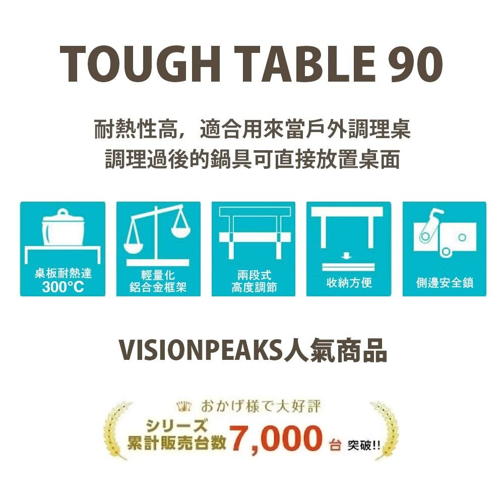 VISIONPEAKS 露營桌 兩段可調 網桌 鋼網桌 折疊桌 摺疊桌 露營桌 露營 逐露天下-細節圖7