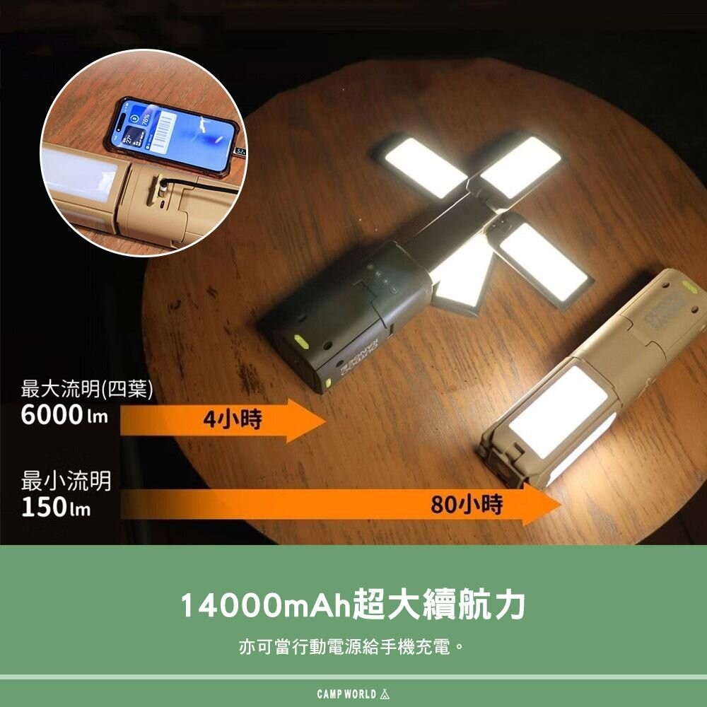 OUTDOORANGE 四葉伸縮露營燈 伸縮燈 照明燈 攝影燈 LED 露營 逐露天下-細節圖6