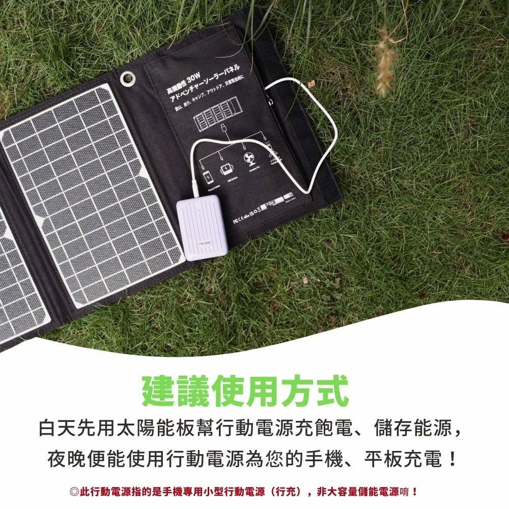 日本emirai 30W折疊式冒險太陽能板 充電板 可摺疊 露營 逐露天下-細節圖10