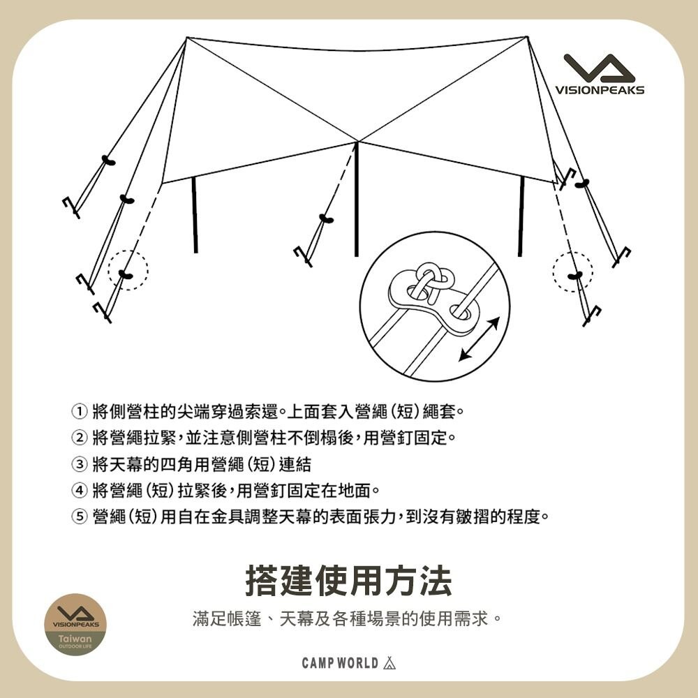 VISIONPEAKS 露營繩 營繩 附調節片 露營 逐露天下-細節圖8