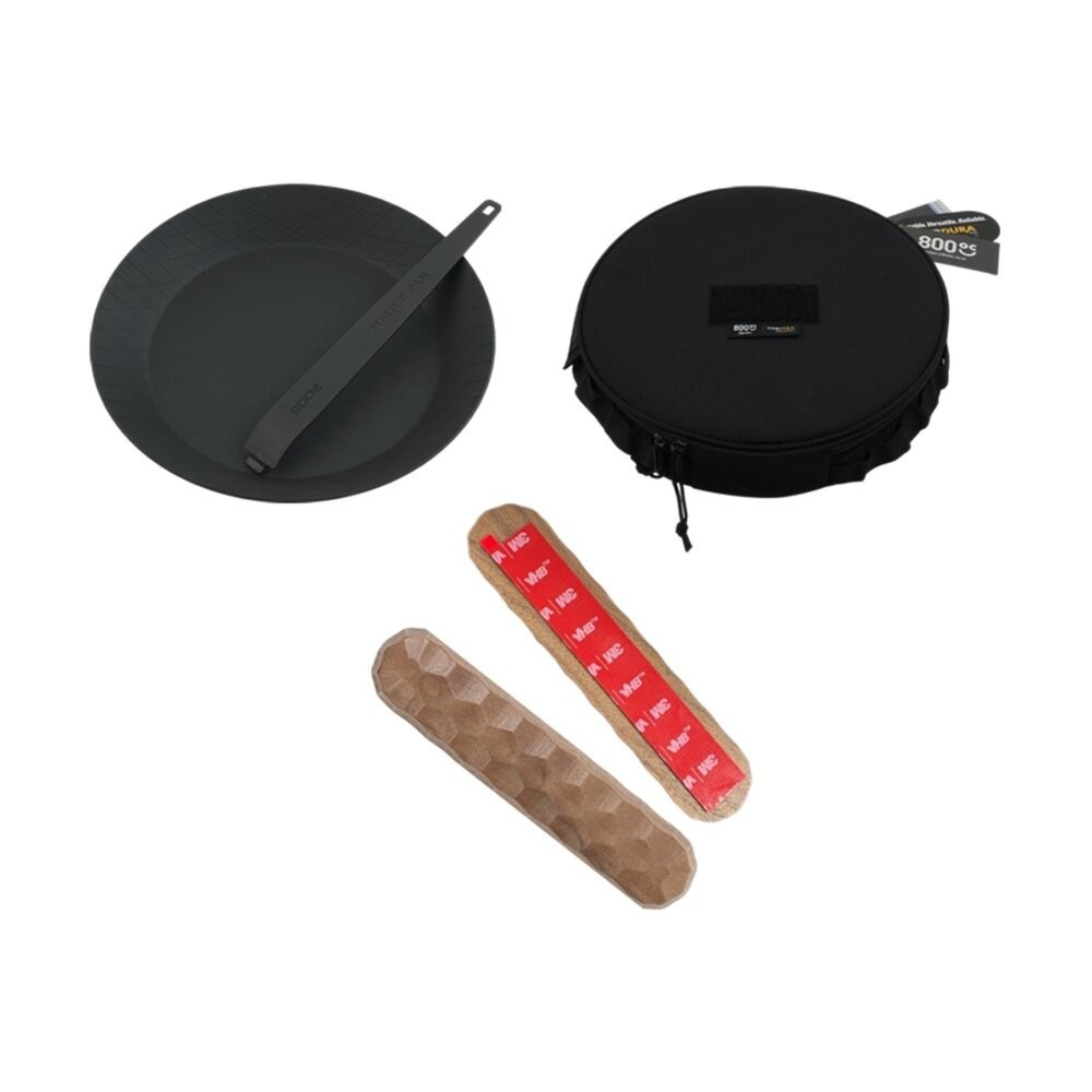 韓國800度C 可拆式手把長柄平底鐵鍋28cm 收納袋 胡桃木手柄 野炊 平底鍋 露營 逐露天下-細節圖2