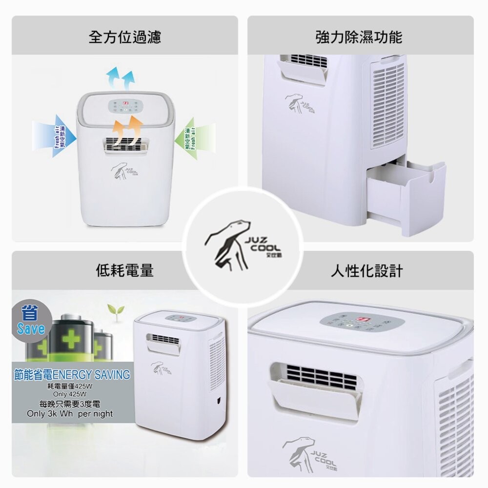 艾比酷 移動式冷氣 JUZ400 425W 保固兩年 除濕 冷氣 車用冷氣 露營冷氣 車露冷氣-細節圖3