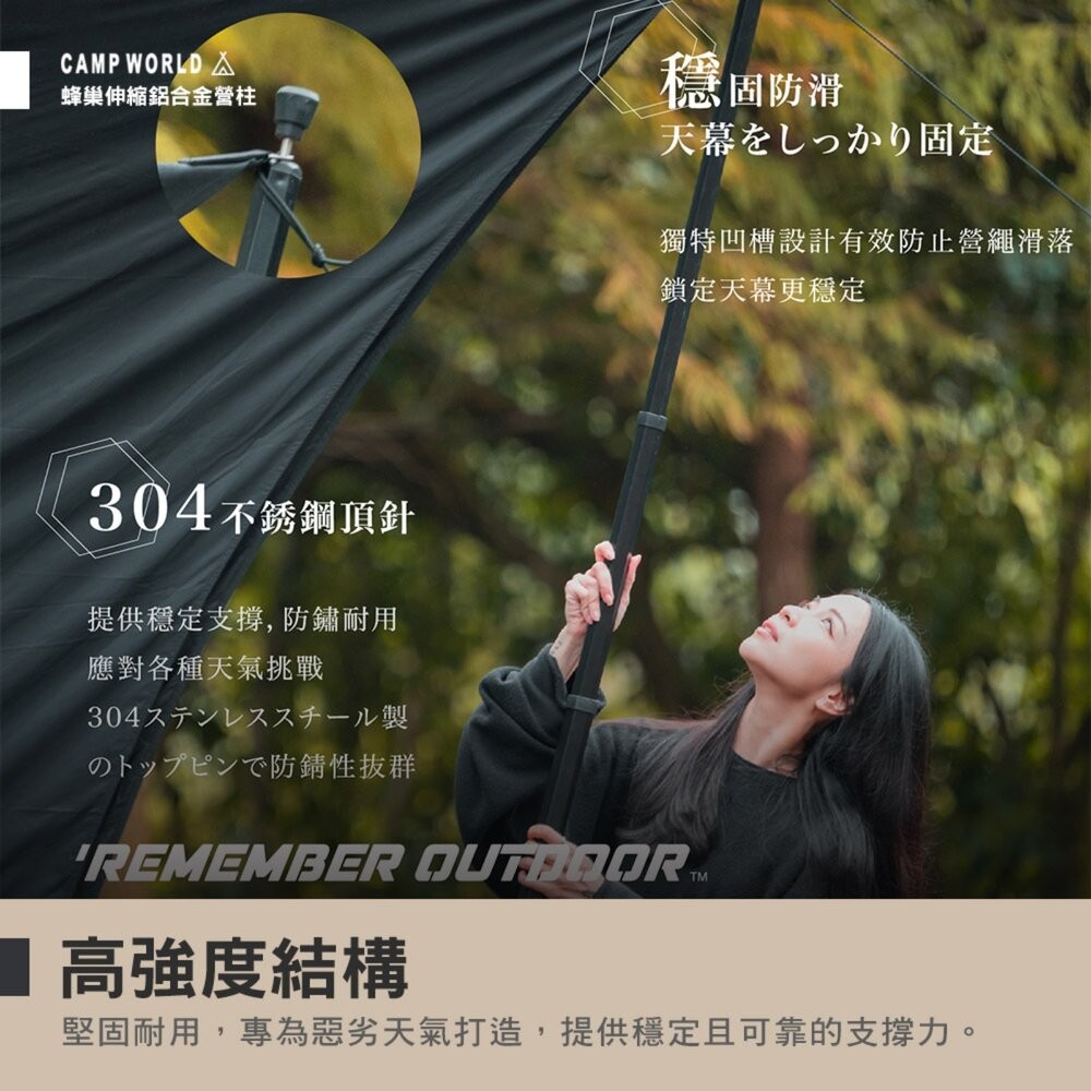 樂活不露 蜂巢伸縮鋁合金營柱 CP-01 鋁合金 2025 專利款式 六角 營柱 露營 逐露天下-細節圖6