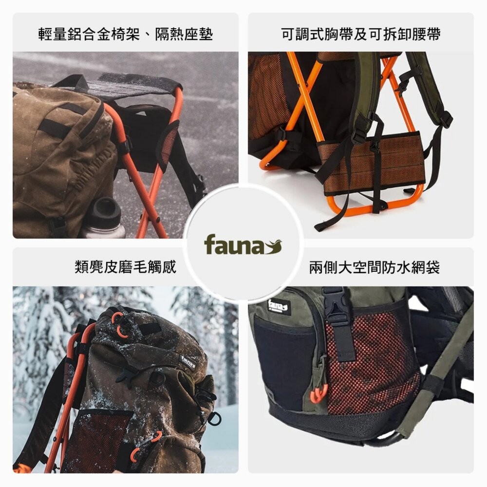 FAUNA 瑞典 輕量板凳後背包 背包 登山包 座椅 露營 逐露天下-細節圖3