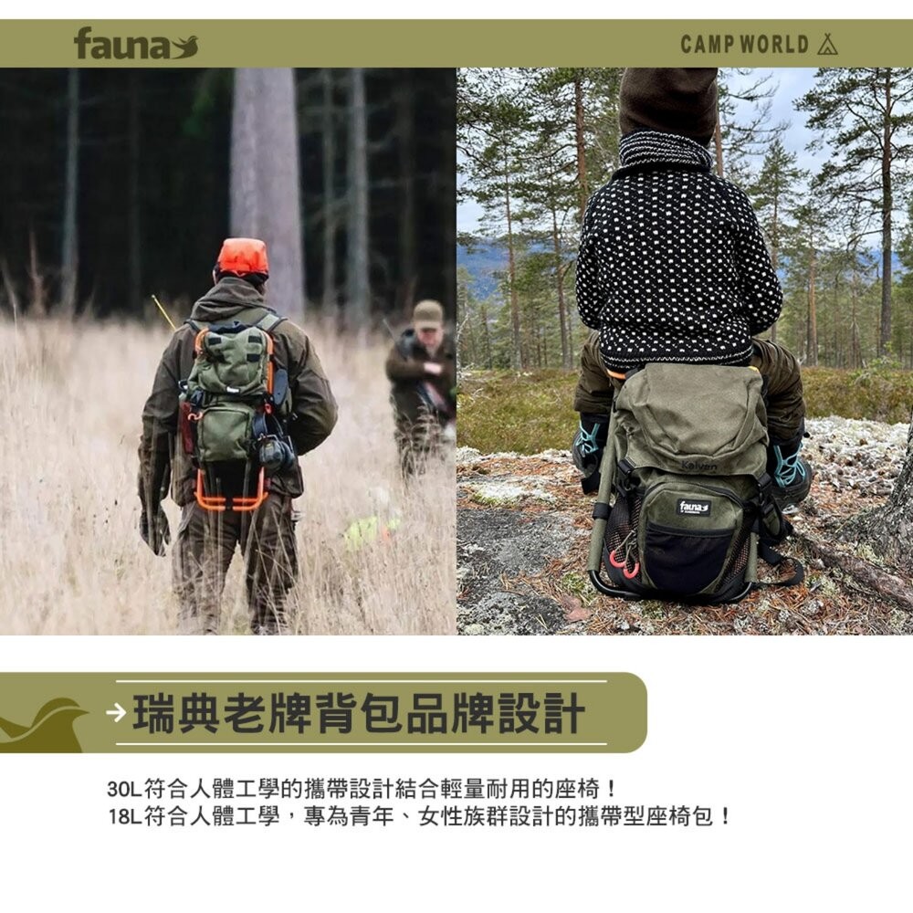 FAUNA 瑞典 輕量板凳後背包 背包 登山包 座椅 露營 逐露天下-細節圖4