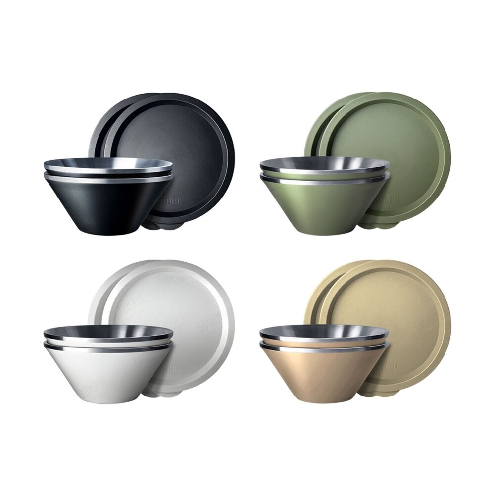 仙德曼 雙層304不鏽鋼笠形湯碗2入組 碗 餐具 露營餐具 露營碗 餐具碗 戶外餐具 露營 逐露天下-細節圖2