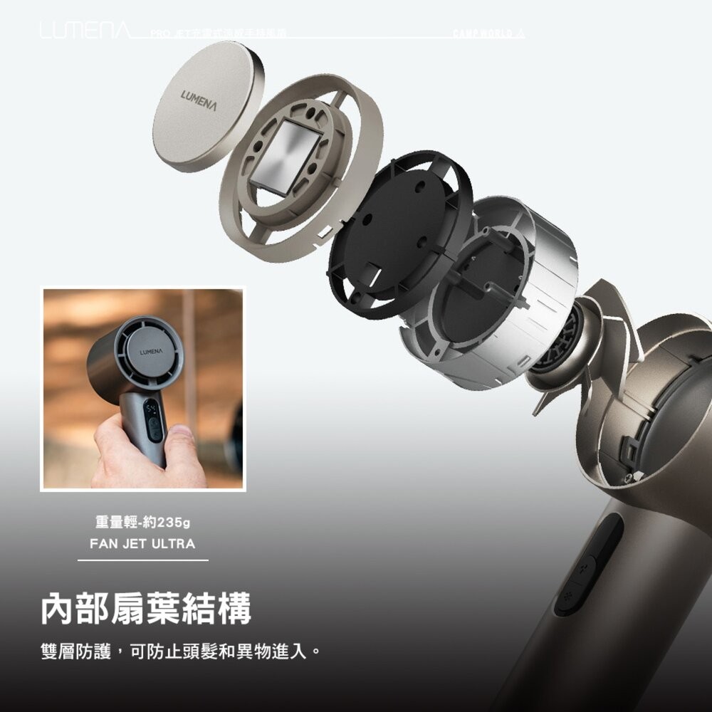 N9 LUMENA PRO JET充電式涼感手持風扇 電風扇 風扇 露營風扇 充電風扇 無線風扇 露營 逐露天下-細節圖4