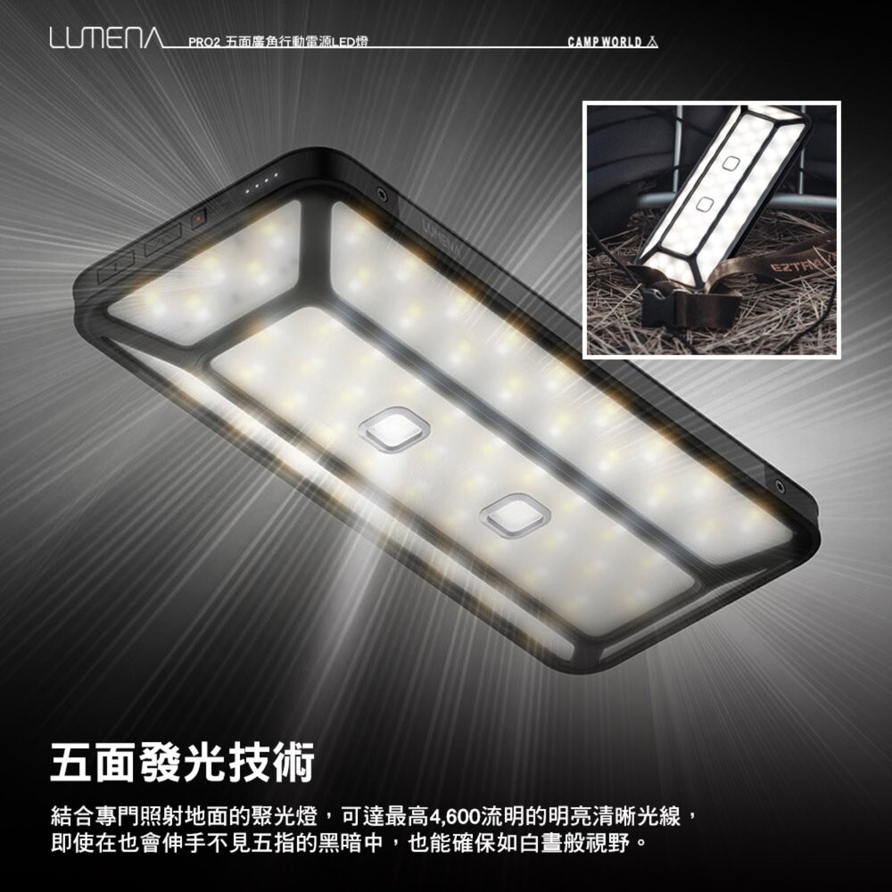 N9 LUMENA PRO2 五面廣角行動電源LED燈 燈 照明燈 充電燈 帳篷燈 露營燈具 露營燈 營燈 露營 逐露天-細節圖5