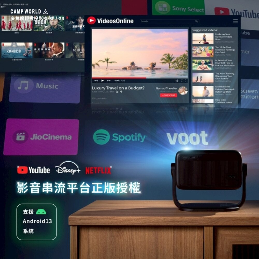 山水 多角度輕投投影機 SPJ-G3 4K投影機 小型投影機 微型投影機 房間投影機 投影機 露營 逐露天下-細節圖5