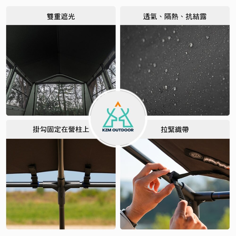 KZM 工業風奧斯卡頂部專用內襯 359x222cm 天幕 帳篷 客廳帳 露營帳篷 露營 逐露天下-細節圖3