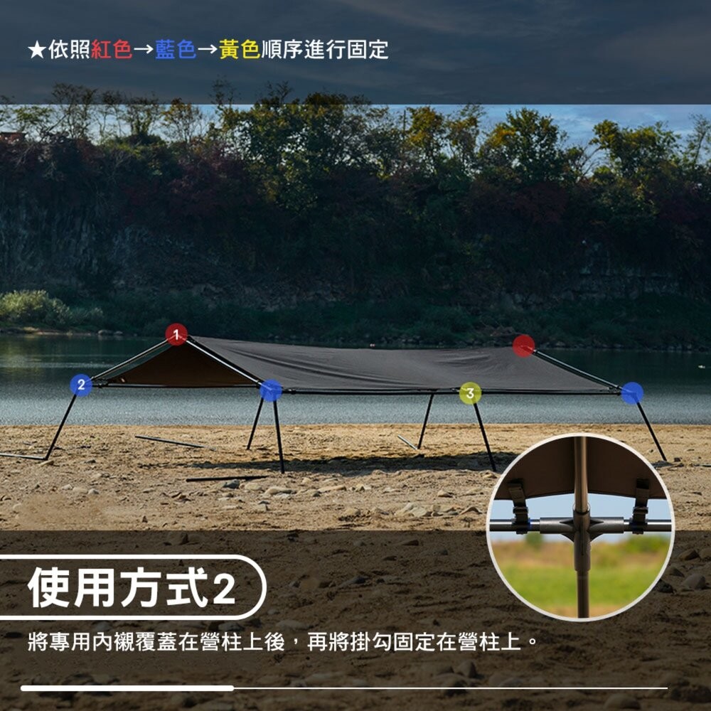 KZM 工業風奧斯卡頂部專用內襯 359x222cm 天幕 帳篷 客廳帳 露營帳篷 露營 逐露天下-細節圖8