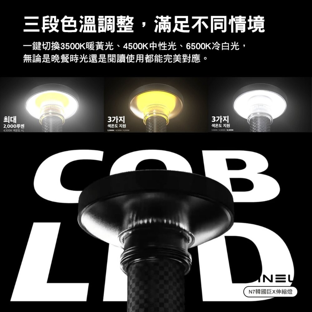 FINEL N7 韓國巨X伸縮燈 燈 露營燈 照明燈 擺攤燈 營地燈 伸縮燈 野營燈 露營 逐露天下-細節圖6