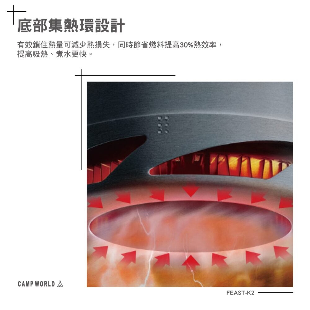 FIRE MAPLE火楓 盛宴 K2 集熱鍋 橘 露營用品 工具 鍋子 鍋 露營餐具 露營鍋具 鍋具 露營 逐露天下-細節圖7