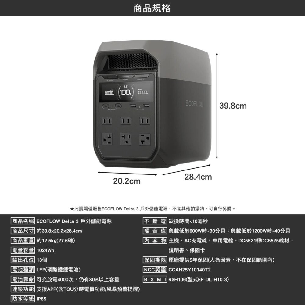ECOFLOW Delta 3 戶外儲能電源 行動電源 戶外電源 移動電源 露營裝備 露營電源 太陽能 露營 逐露天下-細節圖3