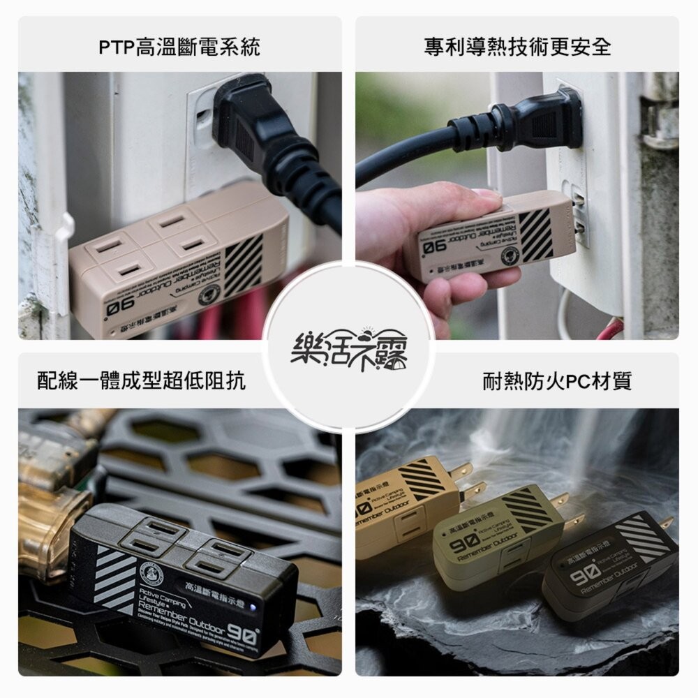 樂活不露 2口2PIN 4口2PIN 90度旋轉壁插擴充壁插 延長線 露營用品 動力線 動力延長線 露營 逐露天下-細節圖3