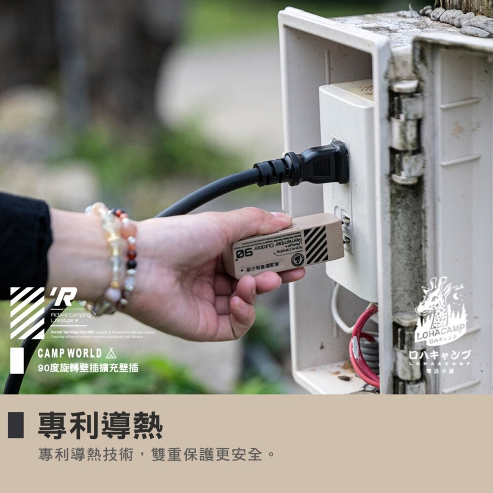 樂活不露 2口2PIN 4口2PIN 90度旋轉壁插擴充壁插 延長線 露營用品 動力線 動力延長線 露營 逐露天下-細節圖5