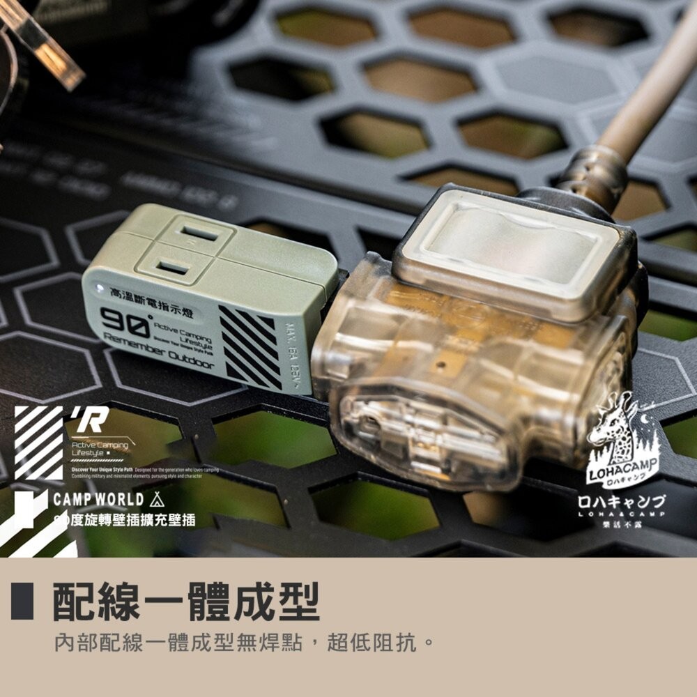 樂活不露 2口2PIN 4口2PIN 90度旋轉壁插擴充壁插 延長線 露營用品 動力線 動力延長線 露營 逐露天下-細節圖6