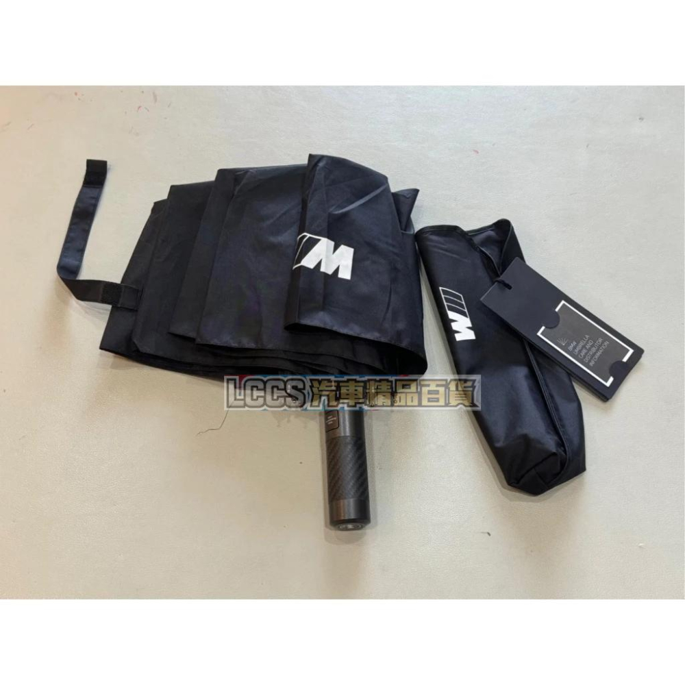 台灣現貨 BMW新版M標 黑色碳纖手把自動傘 折疊遮陽傘-細節圖2
