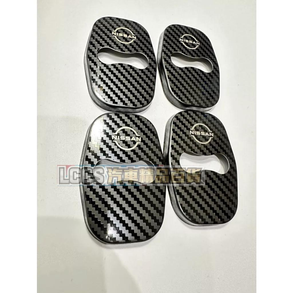 現貨 Nissan 2019-2022 Altima Juke Sentra B18新Logo鋁合金碳纖紋門鎖扣保護蓋-細節圖2