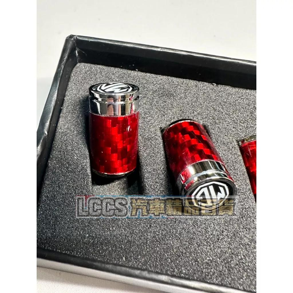 台灣現貨 MG車系通用鋅合金紅色包覆真碳纖維氣嘴蓋 MG HS PHEV 名爵-細節圖2