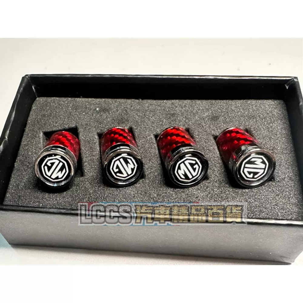 台灣現貨 MG車系通用鋅合金紅色包覆真碳纖維氣嘴蓋 MG HS PHEV 名爵-細節圖4