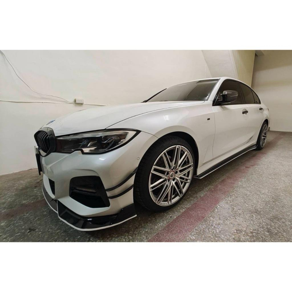 台灣現貨 2019-2022 BMW G20/G21車系適用真鍛造碳前保桿亮黑色風刀-細節圖5