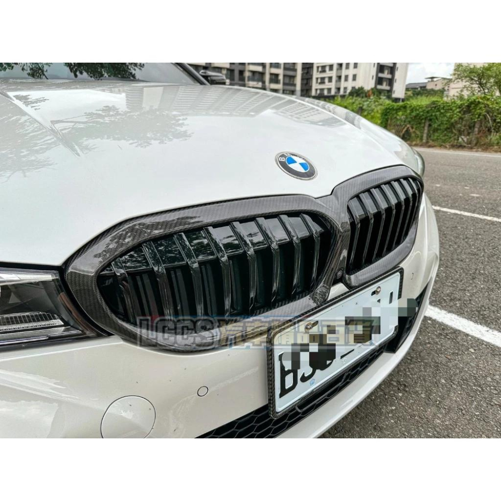 台灣現貨 BMW 寶馬 G世代三系列真碳纖維 鍛造碳 水箱護罩 正卡夢水箱護網 中網 鼻頭  G20 G21-細節圖6