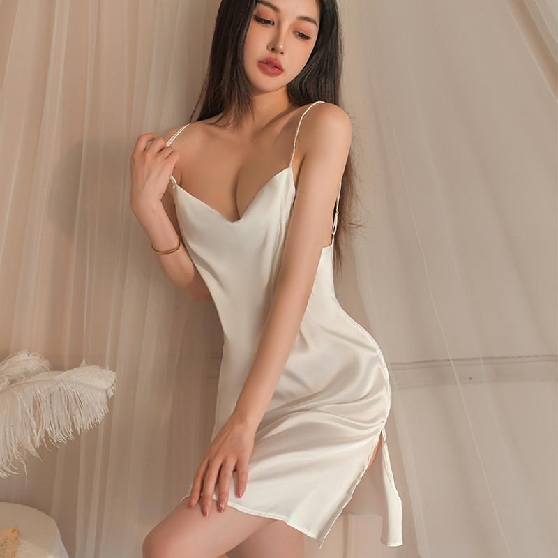 𝒮𝑒𝓍𝓎 𝒩𝒾𝑔𝒽𝓉 緞面睡衣 情趣內衣 情趣睡衣 細肩小可愛 情趣內衣 高開岔 小可愛 性感睡衣-細節圖6