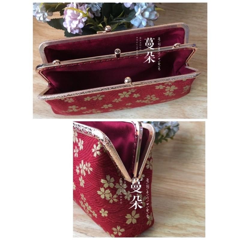 18cm手作女用長夾口金包 交換禮物 日式和風布料 文青必備復古單品 扣式零錢包 扣式包 生日禮物-細節圖4