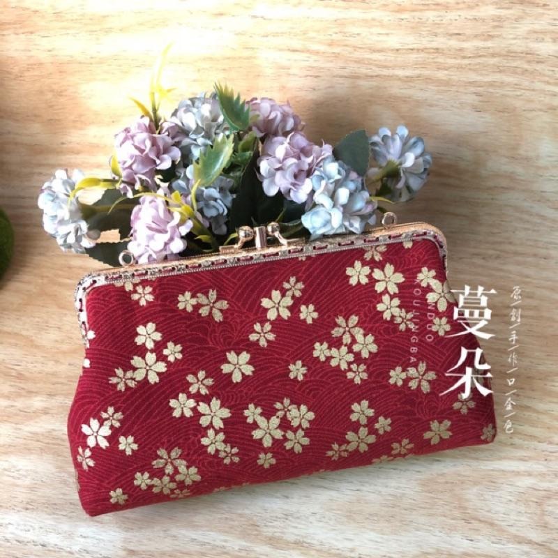 18cm手作女用長夾口金包 交換禮物 日式和風布料 文青必備復古單品 扣式零錢包 扣式包 生日禮物-細節圖5