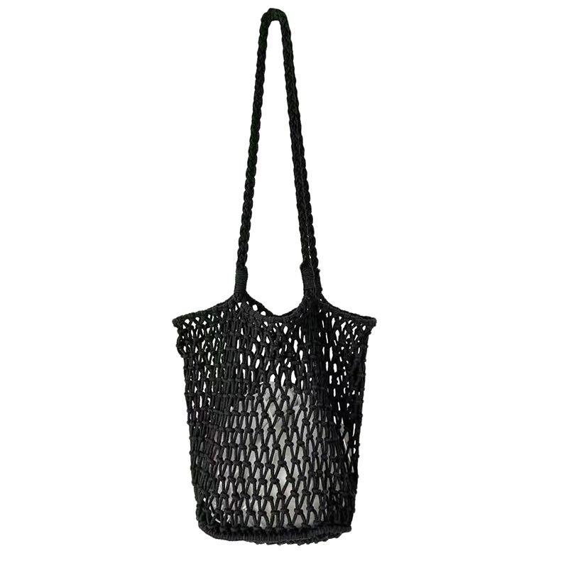 BAGG👾 麻繩編織包手小眾休閑單肩漁網镂空沙灘包包夏季圓筒水桶包 時尚包 休閒百搭包包 母親節禮物-細節圖5