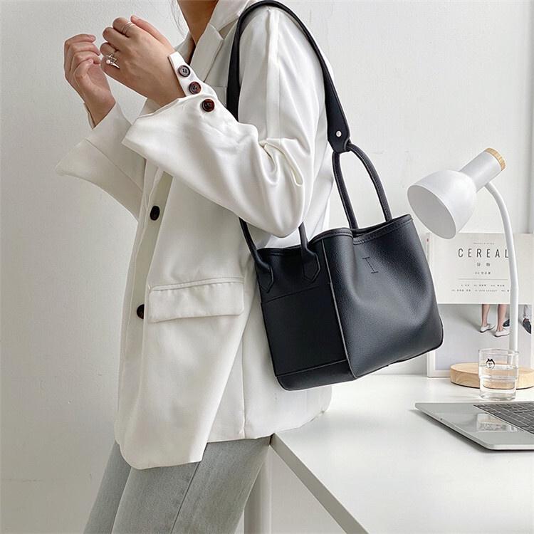 BAGG👾 包包女包韓版新款女士肩背包大容量時尚小眾PU小內袋水桶包潮流 時尚包 錢包 手拿包 母親節禮物-細節圖4