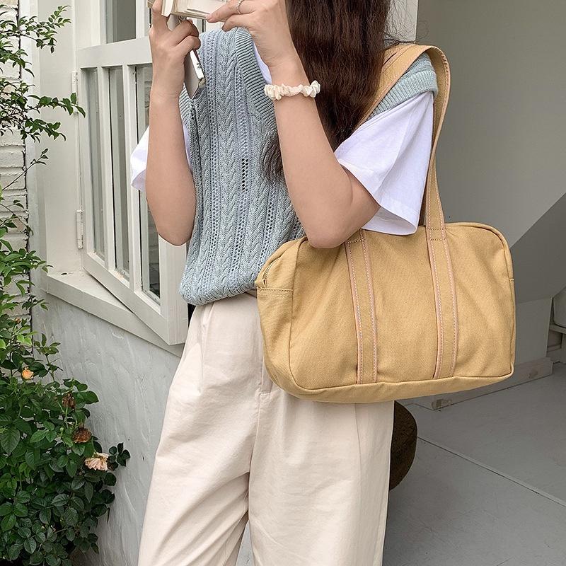 BAGG👾 新韓版休閑帆布包ins小眾設計高級感單肩通勤包大容量女腋下包包 時尚包 休閒百搭包包 母親節禮物-細節圖2