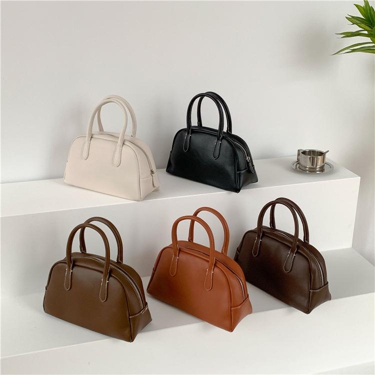 BAGG👾 秋冬女包包簡約女士手提包上班通勤包女小眾韓版大容量pu波士頓包 時尚包 錢包 手拿包 母親節禮物-細節圖3