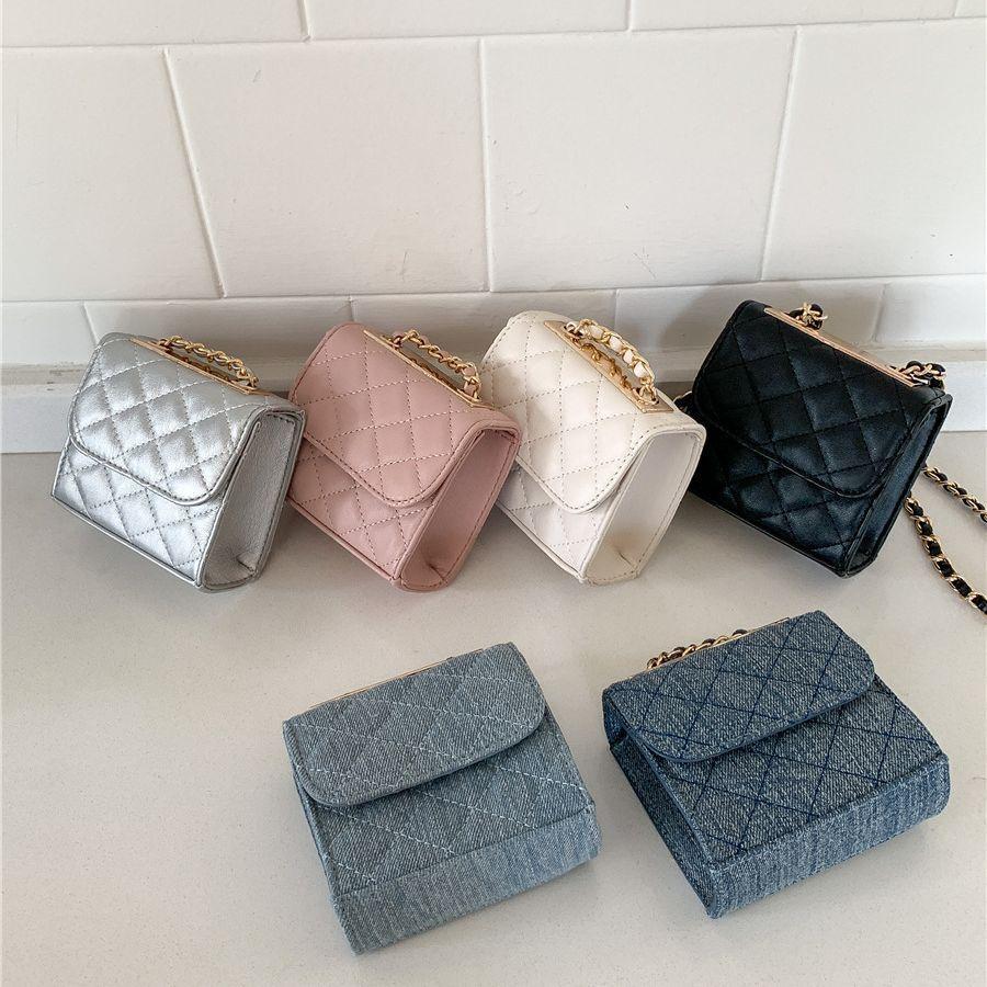 BAGG👾 韓版小眾牛仔布包mini肩背包高級感精致PU繡線菱格鏈條包女 時尚包 休閒百搭包包 母親節禮物-細節圖3