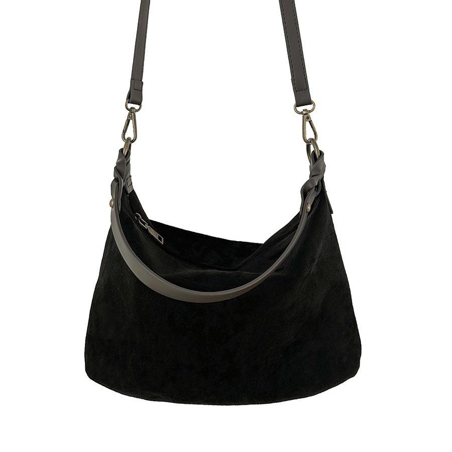 BAGG👾 棕色麂皮絨包包新款韓版腋下包女洋氣簡約秋冬絨面單肩 時尚包 錢包 手拿包 母親節禮物-細節圖5