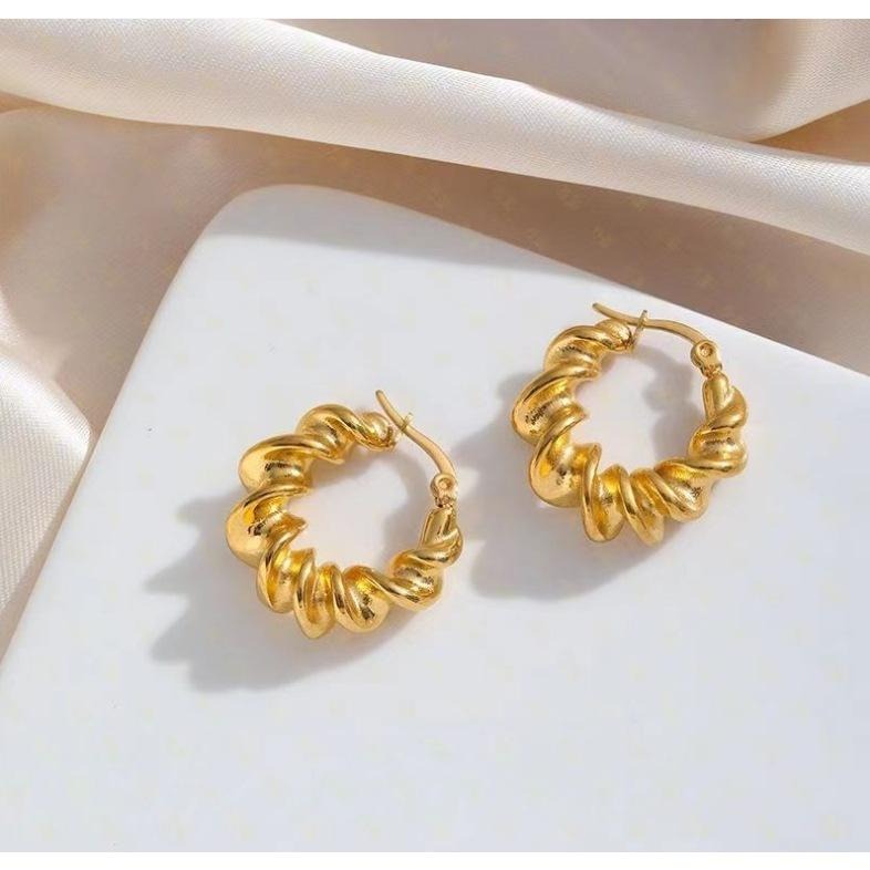 【西班牙羅曼史】CityCape©這座城飾۞歐美羊角港風復古時尚氣質螺旋麻花扭結C形耳環飾品首飾耶誕禮物秋冬時尚設計鈦鋼-細節圖3