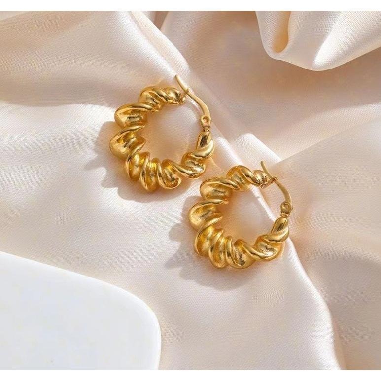 【西班牙羅曼史】CityCape©這座城飾۞歐美羊角港風復古時尚氣質螺旋麻花扭結C形耳環飾品首飾耶誕禮物秋冬時尚設計鈦鋼-細節圖4