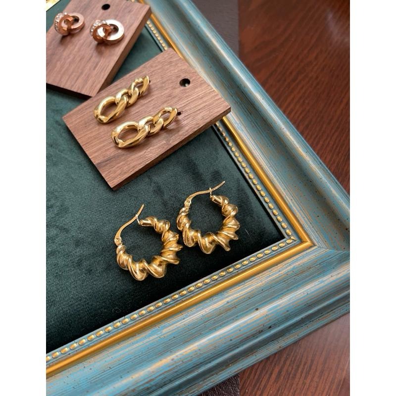 【西班牙羅曼史】CityCape©這座城飾۞歐美羊角港風復古時尚氣質螺旋麻花扭結C形耳環飾品首飾耶誕禮物秋冬時尚設計鈦鋼-細節圖6