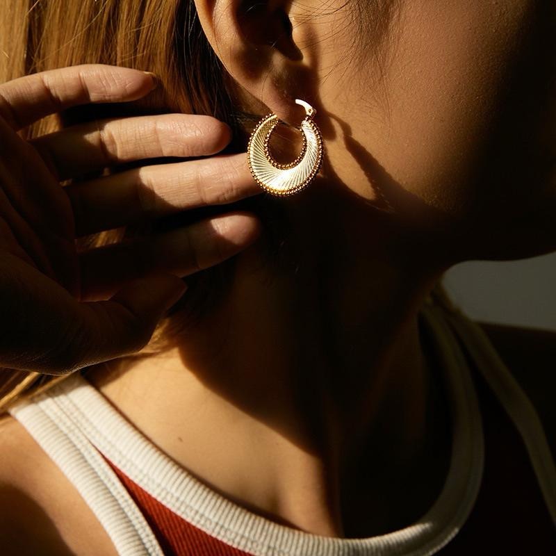 【摩洛哥裙擺】CityCape©這座城飾۞爆殺熱銷｜文藝復古｜氣質羊角｜螺旋扇型｜手工歐美ins風｜小眾｜耳環爆款-細節圖2